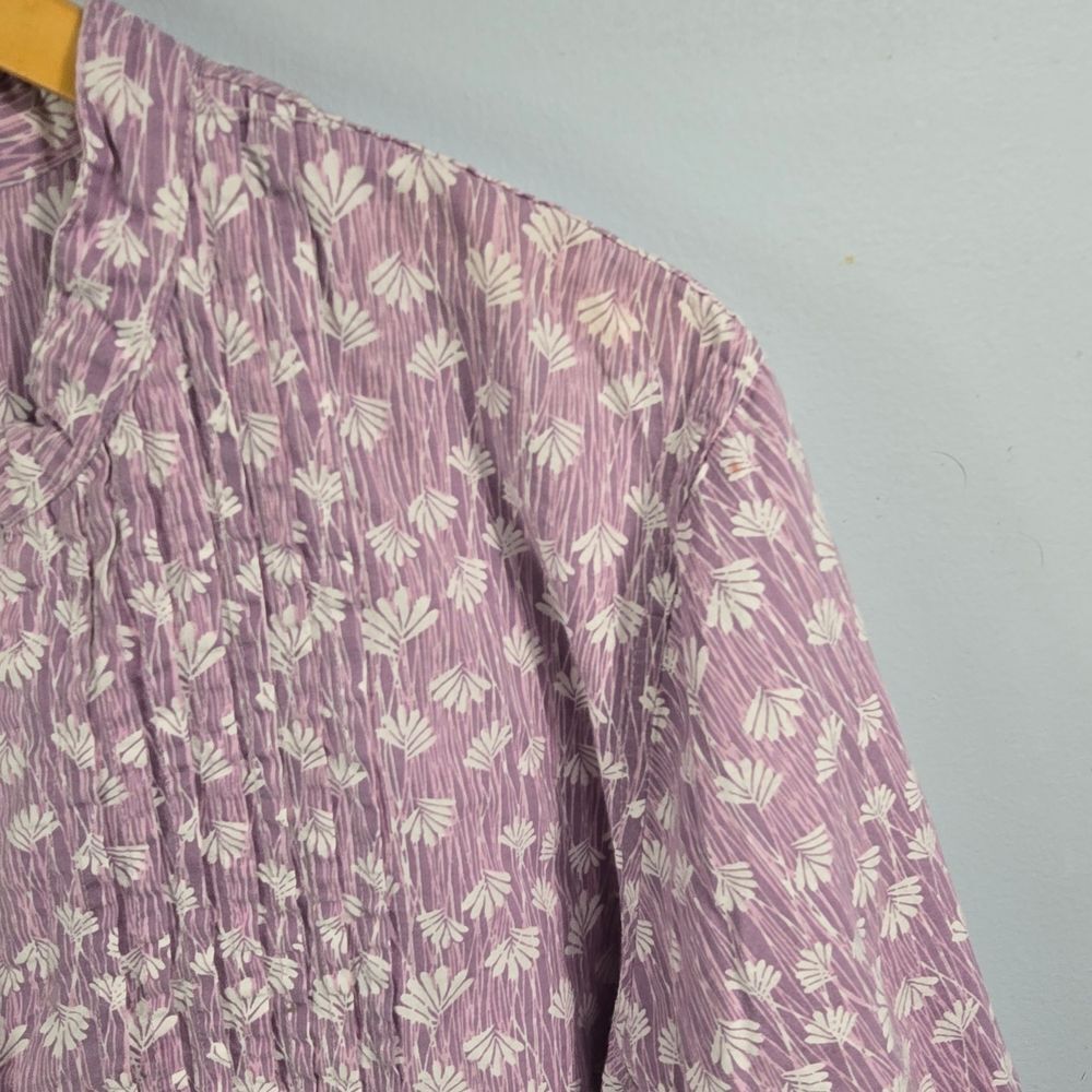 Scandia Woods Lavender Floral Cotton Top Plus Size Xxxl - Picture 3 of 14